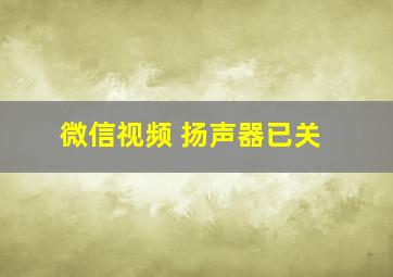 微信视频 扬声器已关